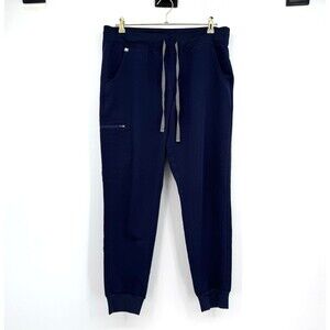 Figs Navy Drawstring Joggers with Zip Pocket